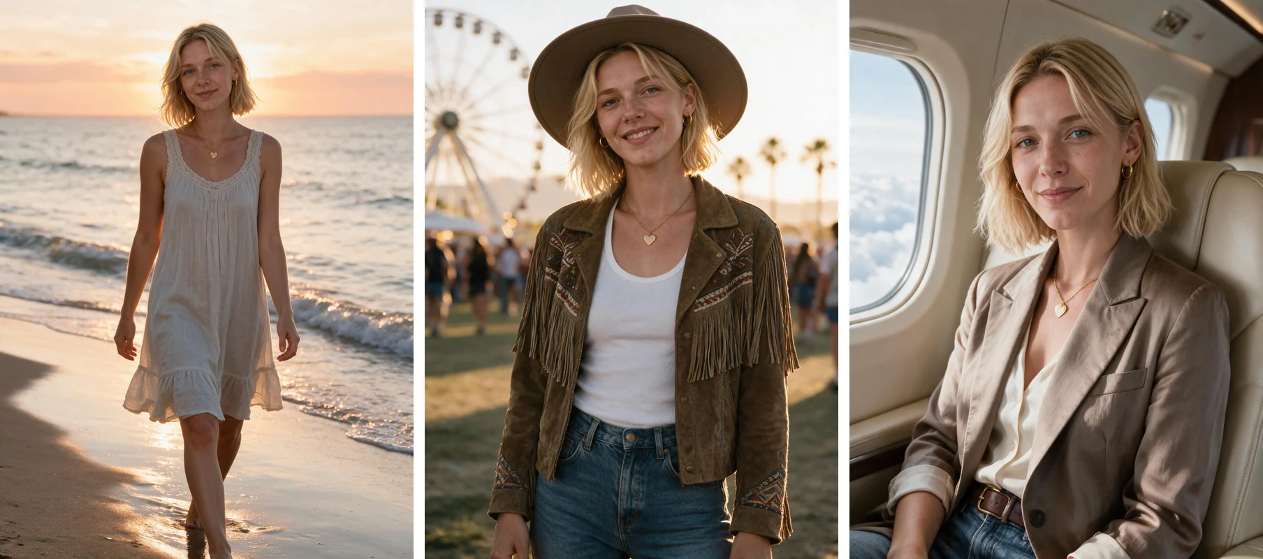 AI dating profile photo for Tinder: a Bumble photo spread built from one selfie, generated from one selfie