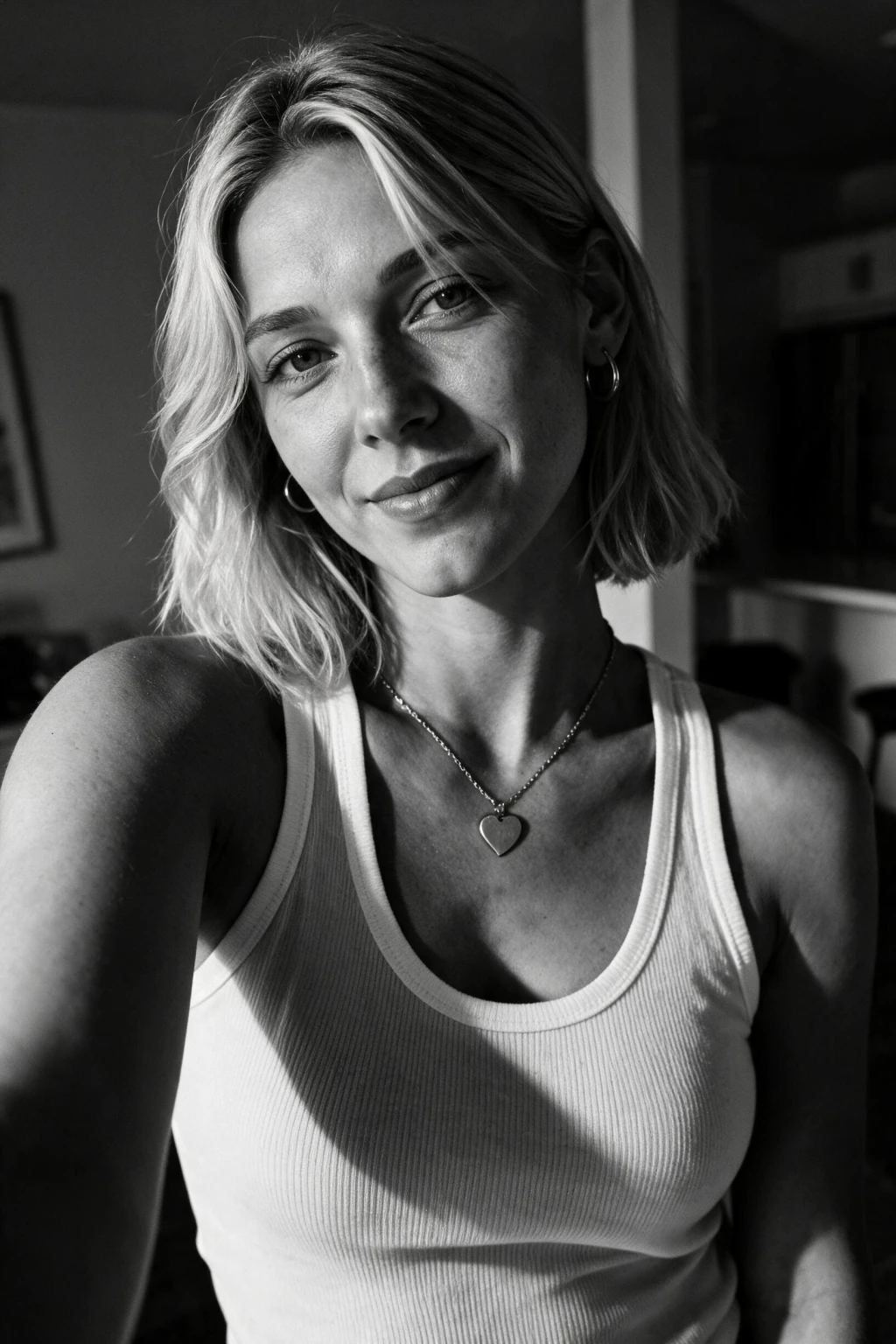 AI modeling photo: a dramatic black and white modelling shot, generated from one selfie