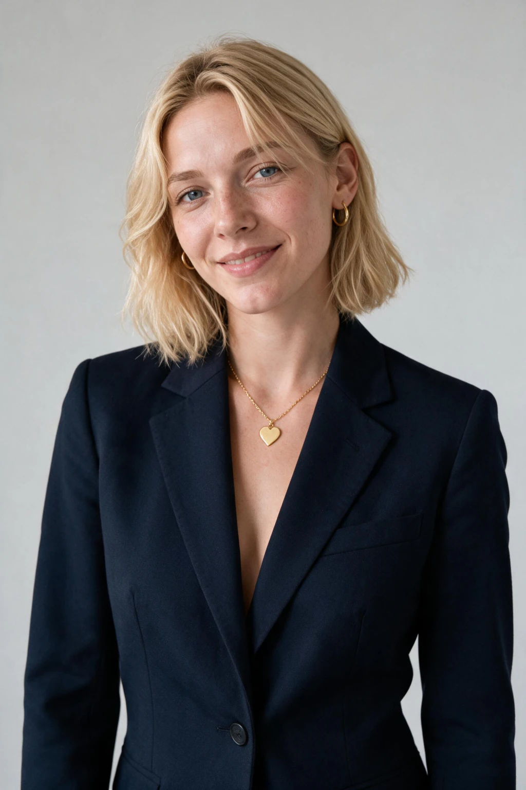 Agent in a luxury listing interior with tall windows behind, dressed for a high-end price point