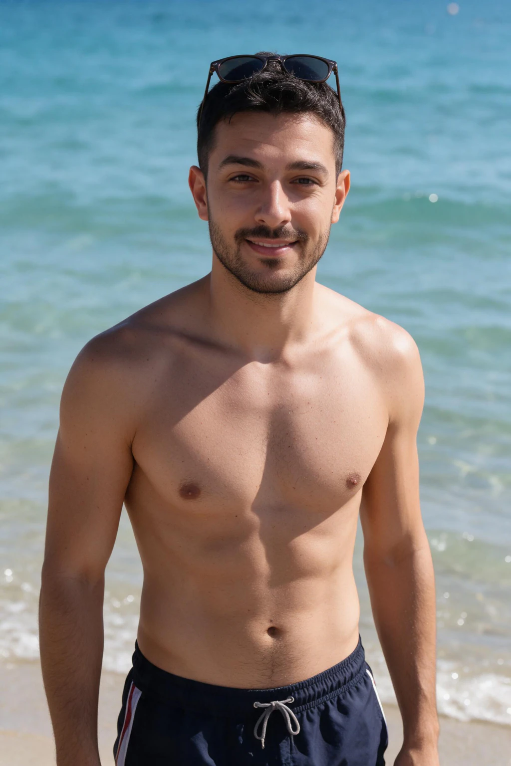 AI Beach Photos That Look Like You Actually Went: swimwear beach example, generated from one selfie | MakeAiPhotos