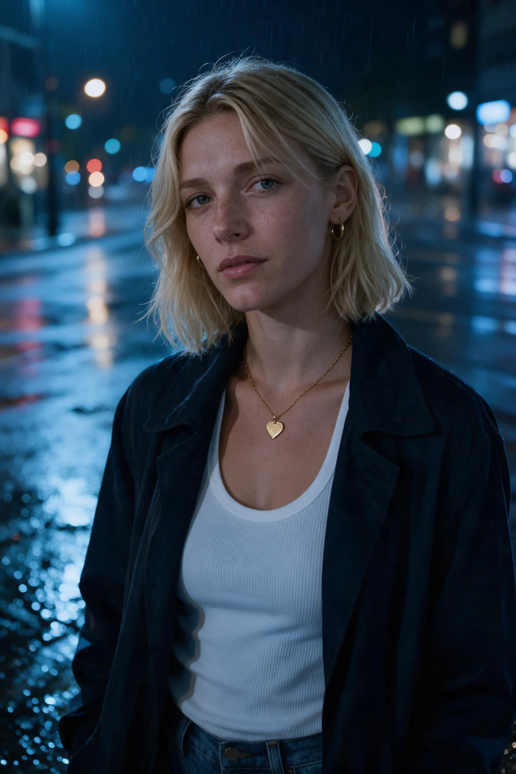 AI Cinematic Portrait Generator: Make a Movie Poster of Yourself: rain street example, generated from one selfie | MakeAiPhotos
