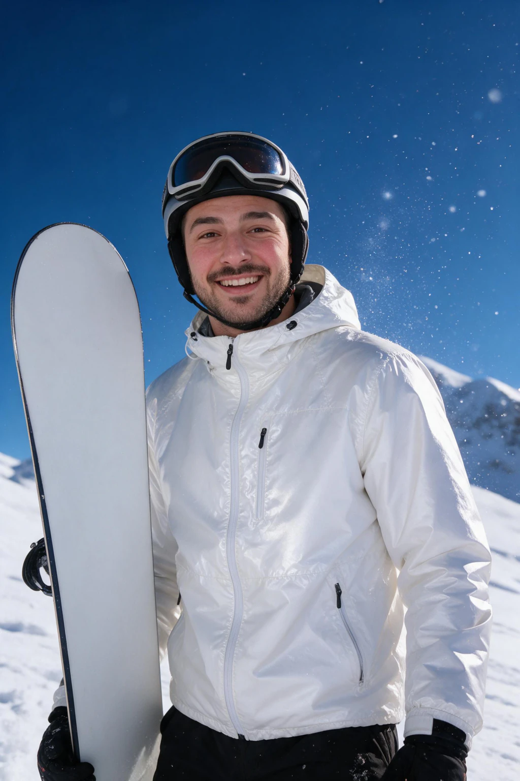 AI Skydiving Photo Generator: 10 Extreme Sports Looks From One Selfie: snowboarding example, generated from one selfie | MakeAiPhotos