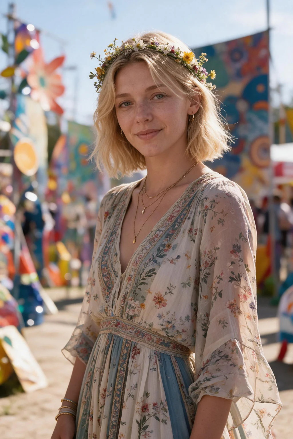 AI Festival Photos That Look Like You Were There: boho princess example, generated from one selfie | MakeAiPhotos