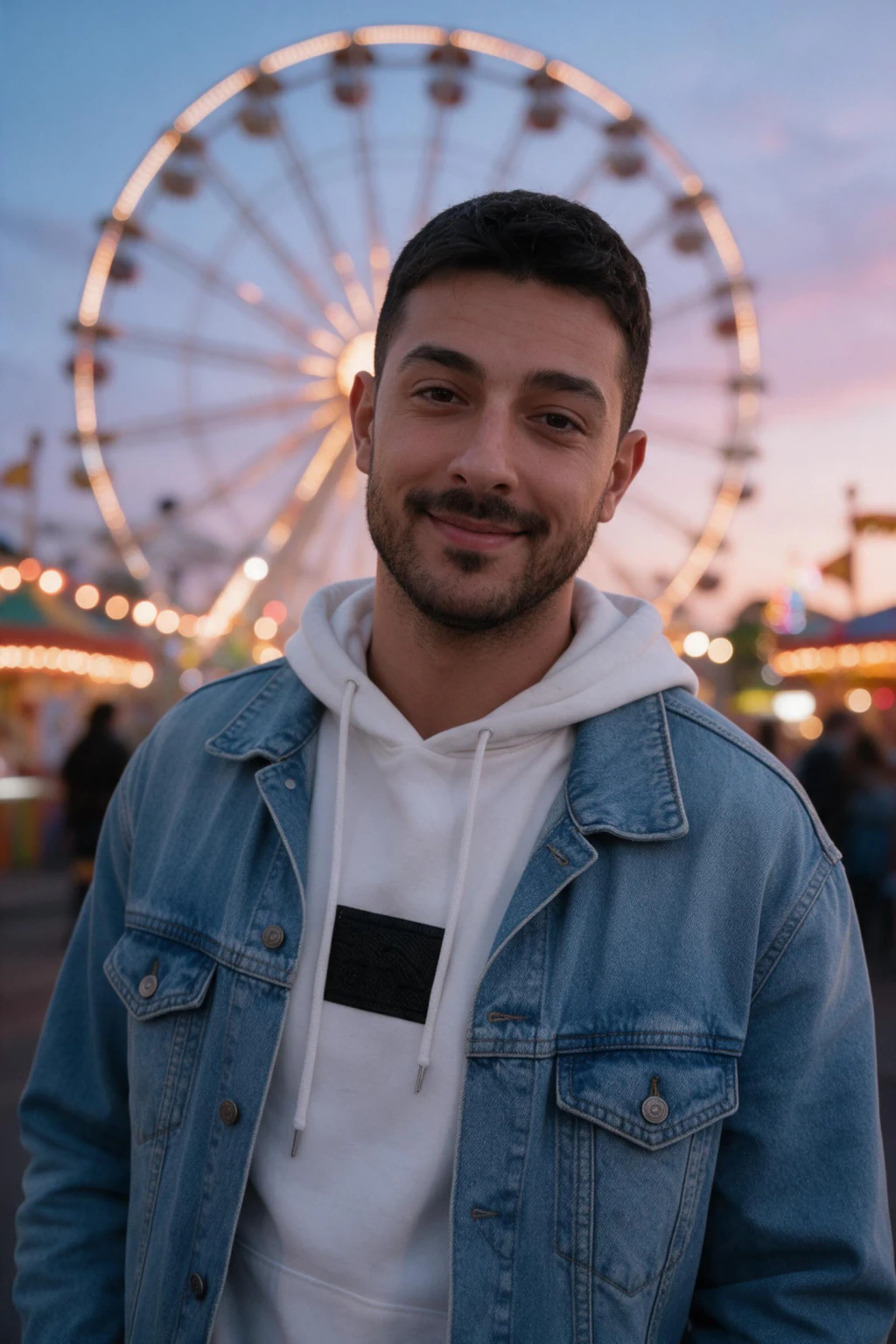 AI Festival Photos That Look Like You Were There: ferris wheel example, generated from one selfie | MakeAiPhotos