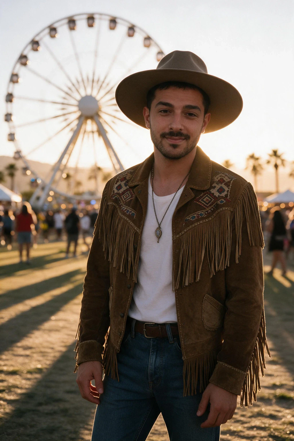 AI Festival Photos That Look Like You Were There: golden desert example, generated from one selfie | MakeAiPhotos