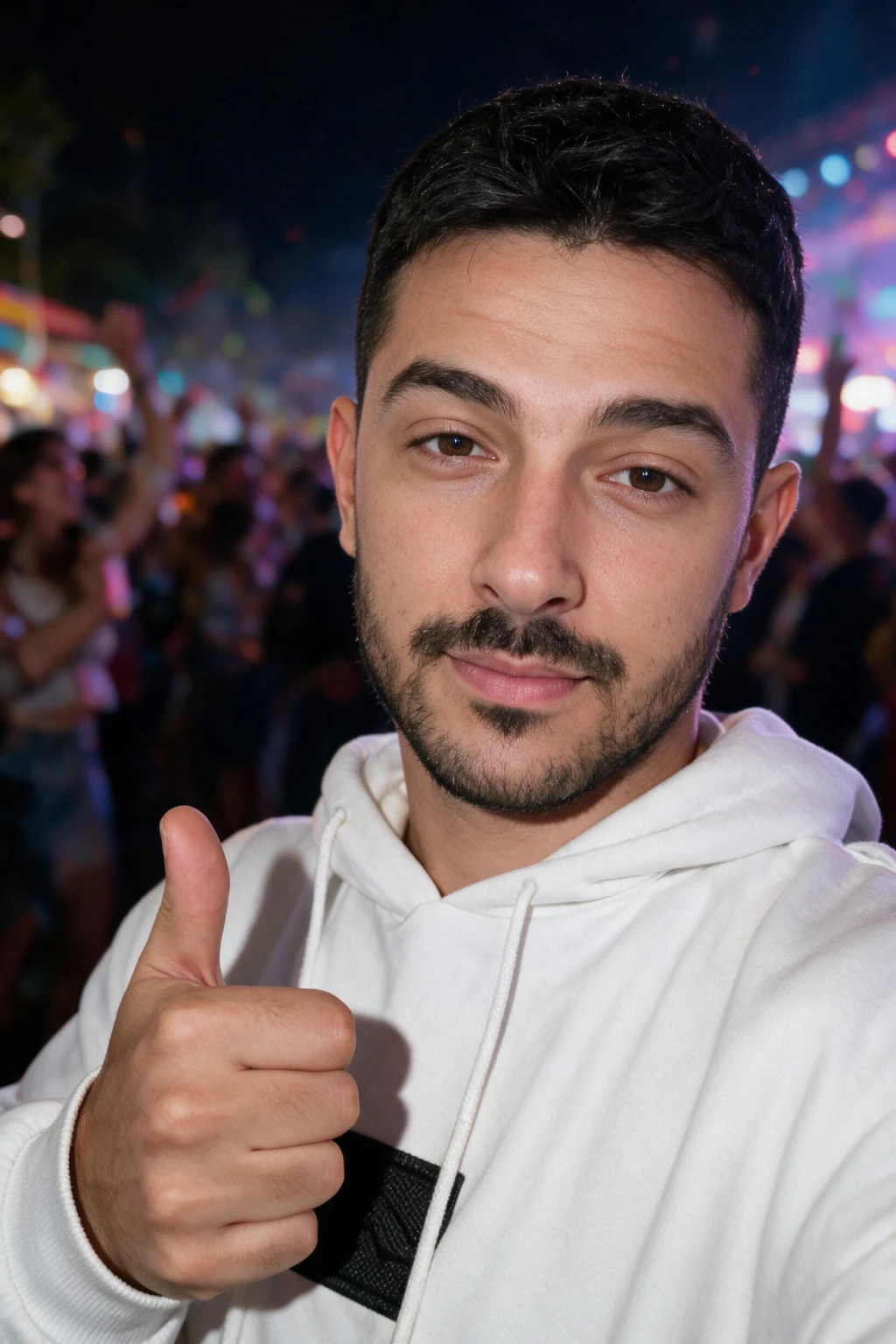 AI Festival Photos That Look Like You Were There: neon rave example, generated from one selfie | MakeAiPhotos