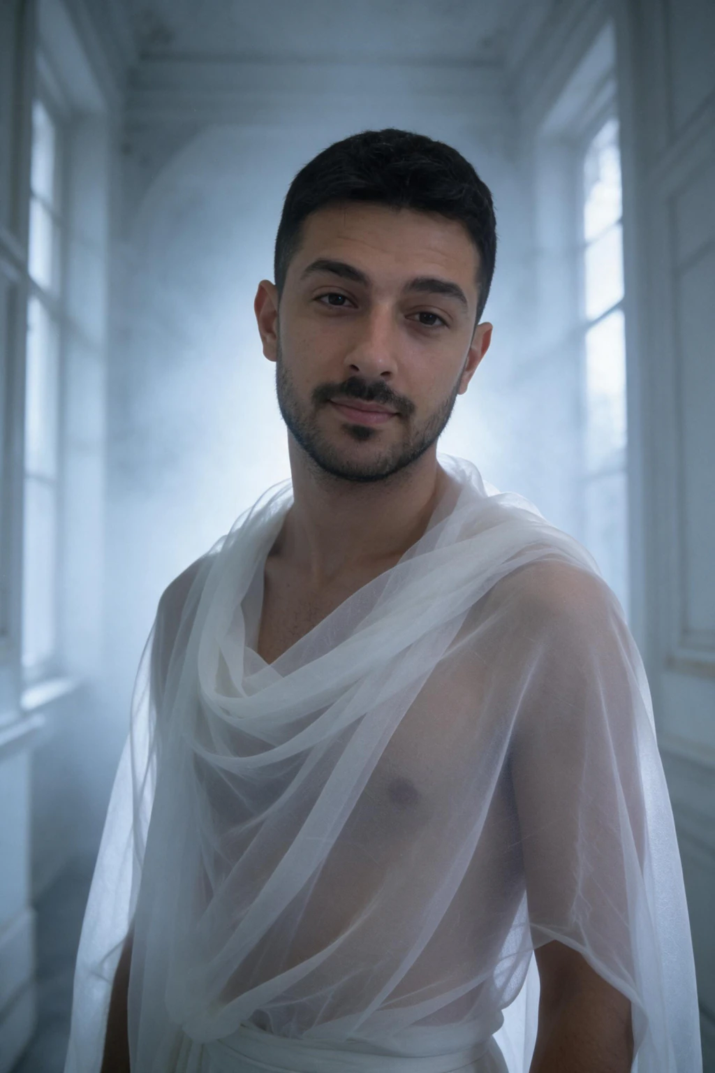 AI Halloween Costume Generator: Put Yourself in a Costume From One Selfie: ghost example, generated from one selfie | MakeAiPhotos