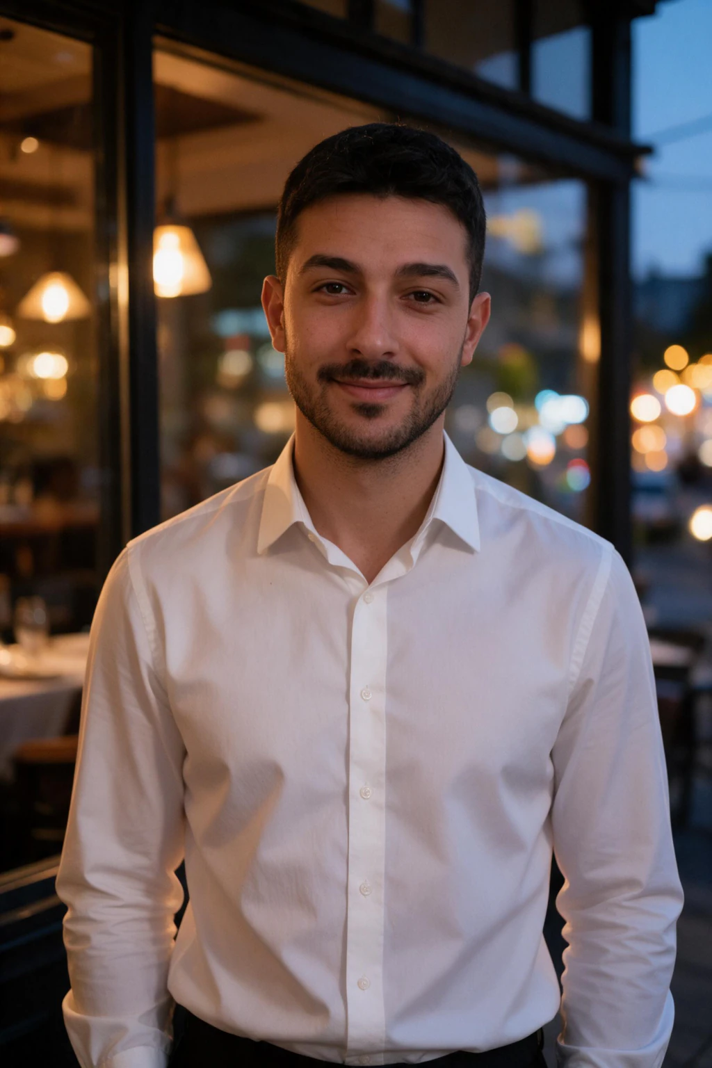 AI Hinge Photos, One For Every Slot: dinner ready example, generated from one selfie | MakeAiPhotos