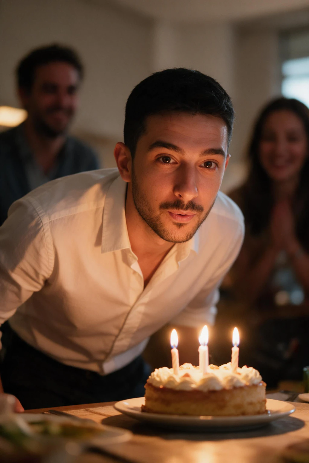 Birthday cake, candles: AI photo generated from the selfie on the left