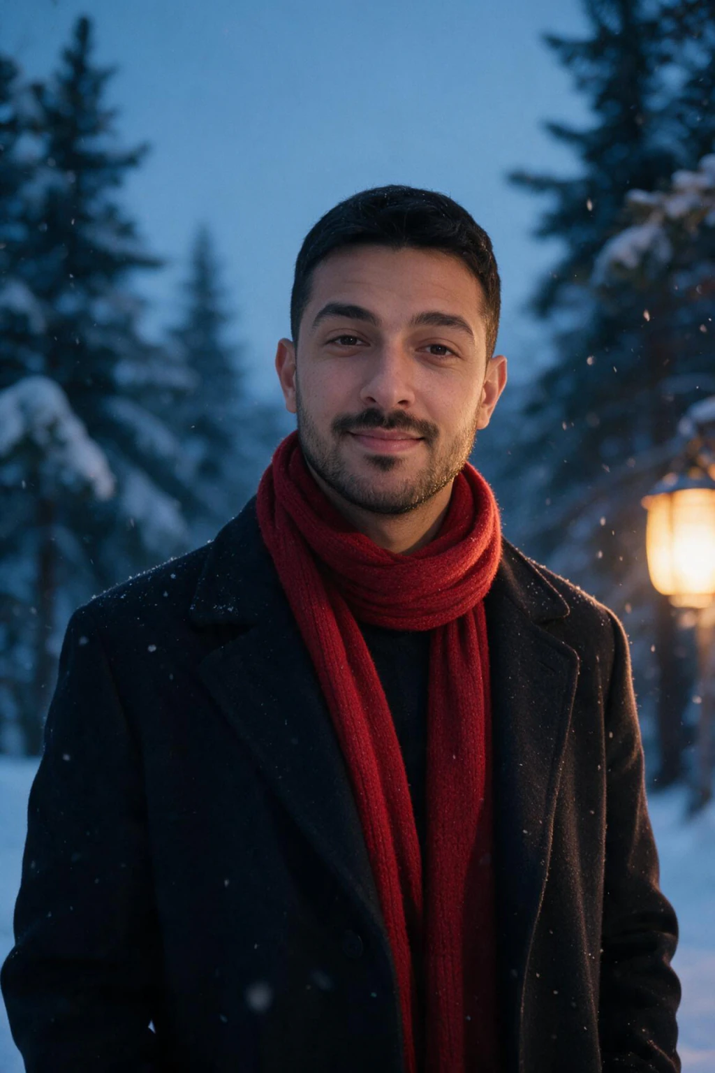 Christmas card photo: AI photo generated from the selfie on the left