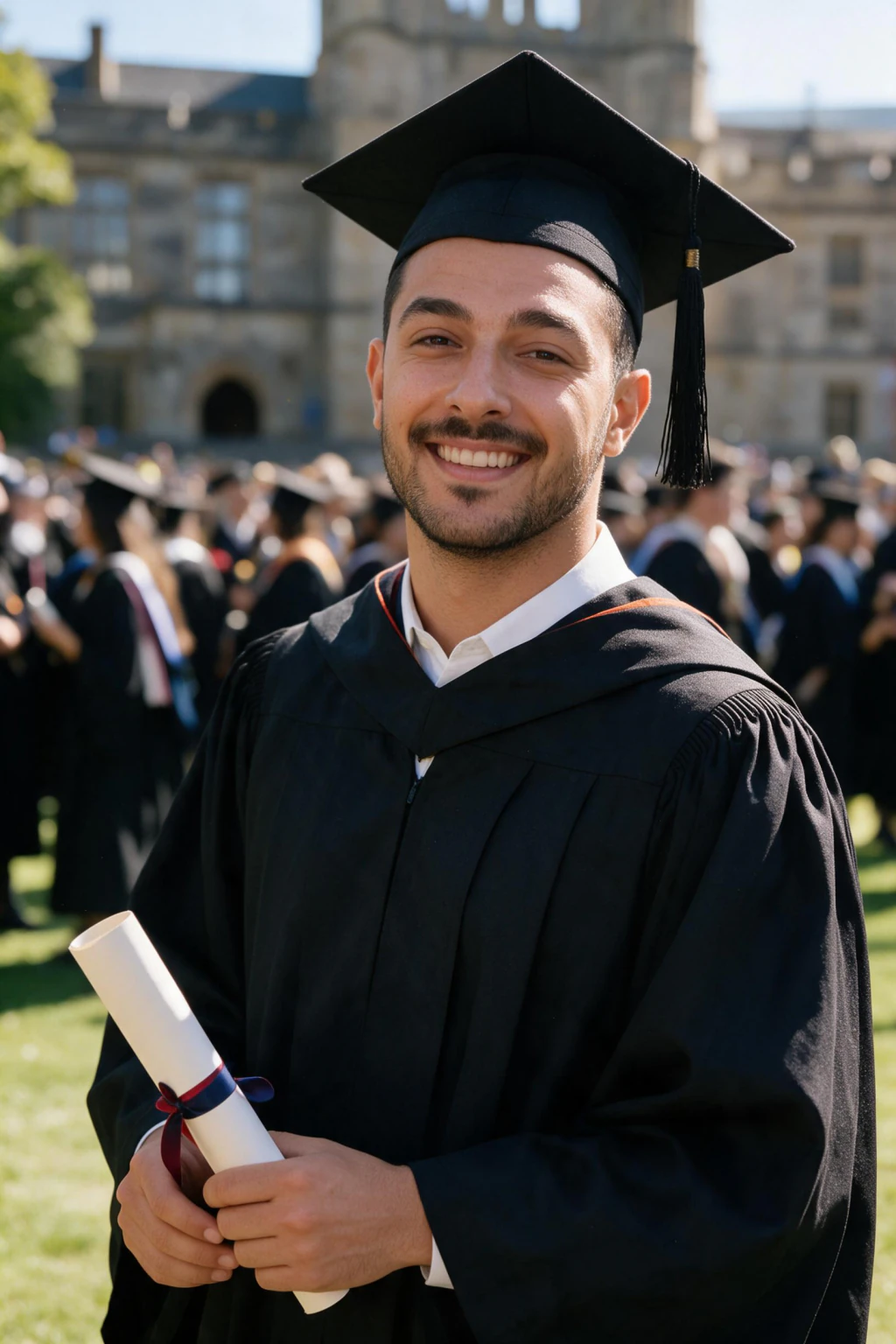 Graduation Photoshoot Ideas & Poses From Your Selfie: graduation cap gown example, generated from one selfie | MakeAiPhotos