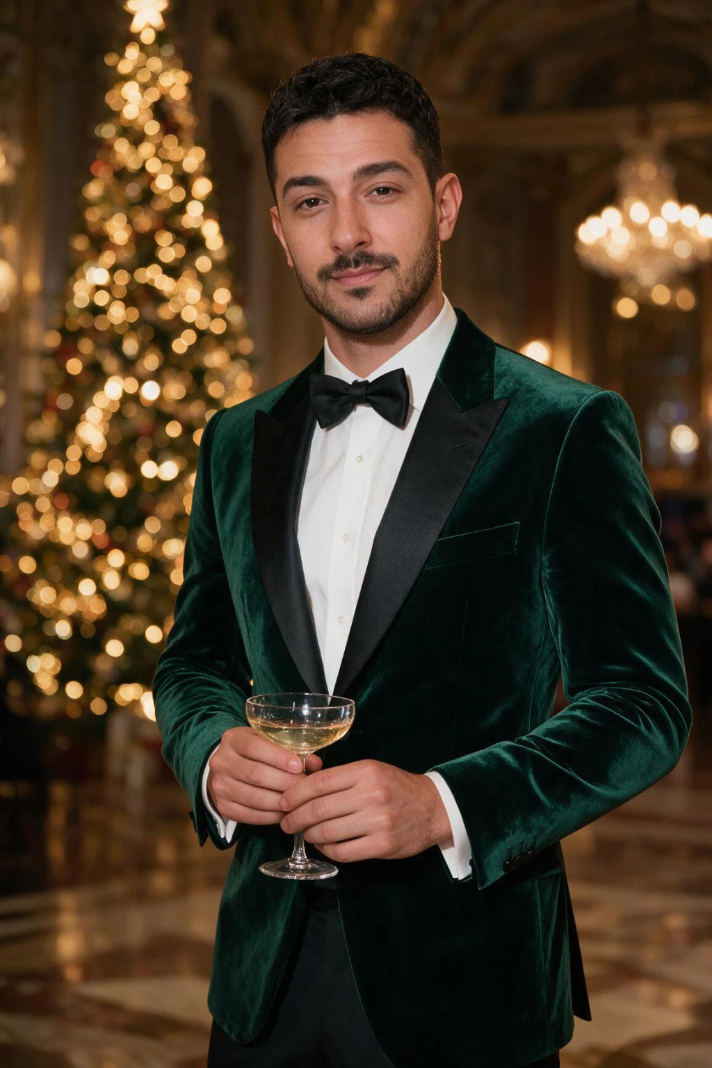 Holiday glamour: AI photo generated from the selfie on the left