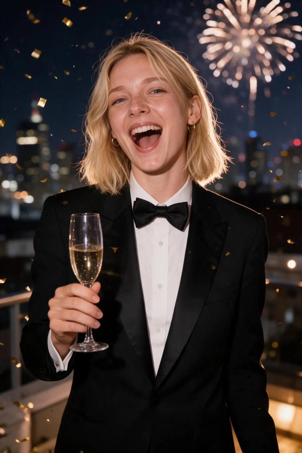 AI Christmas Photo Generator: 6 Holiday Looks From One Selfie: new year eve example, generated from one selfie | MakeAiPhotos