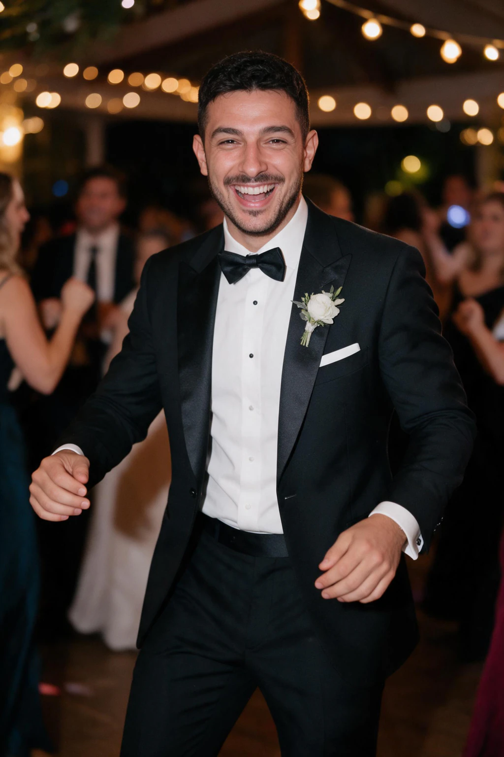AI Wedding Guest Photos From Selfies: wedding dance floor example, generated from one selfie | MakeAiPhotos