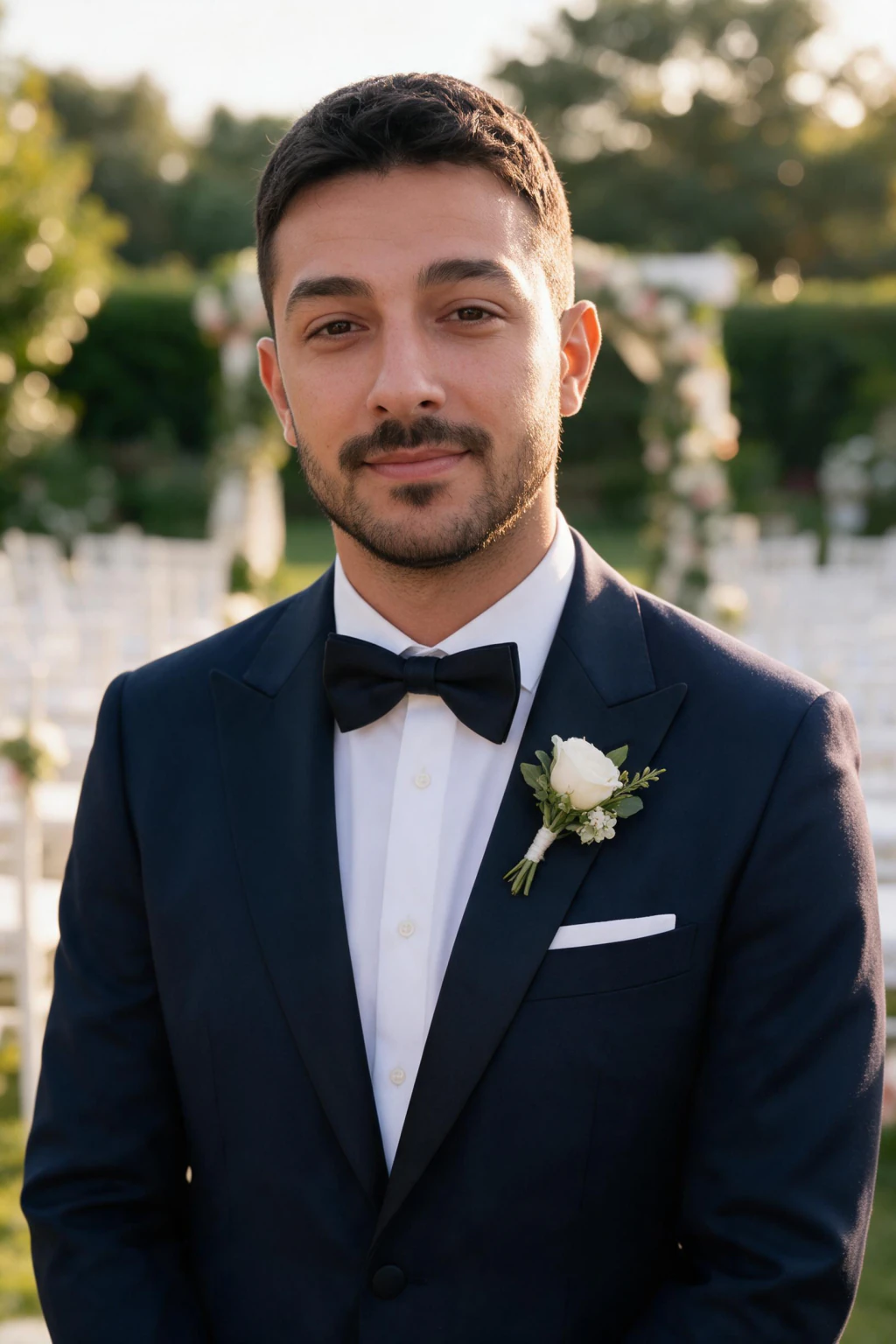 AI Wedding Guest Photos From Selfies: wedding guest garden example, generated from one selfie | MakeAiPhotos