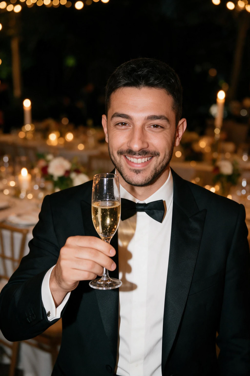 AI Wedding Guest Photos From Selfies: wedding reception toast example, generated from one selfie | MakeAiPhotos