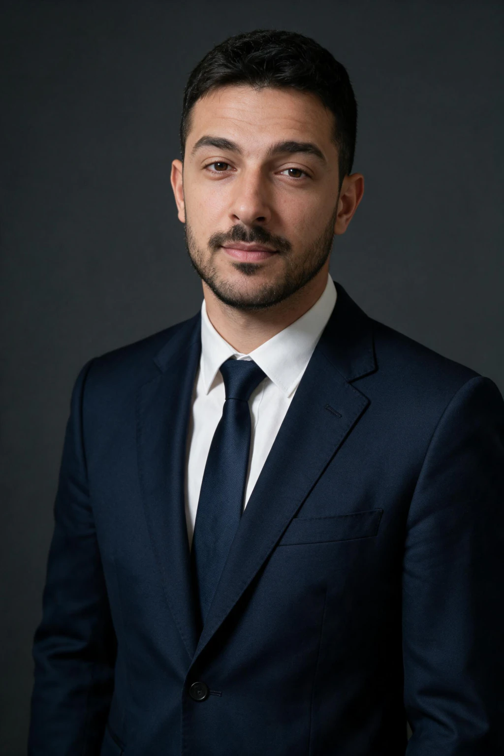 AI Lawyer Headshot Generator for Attorneys, Firm Bios, and LinkedIn: charcoal authority example, generated from one selfie | MakeAiPhotos