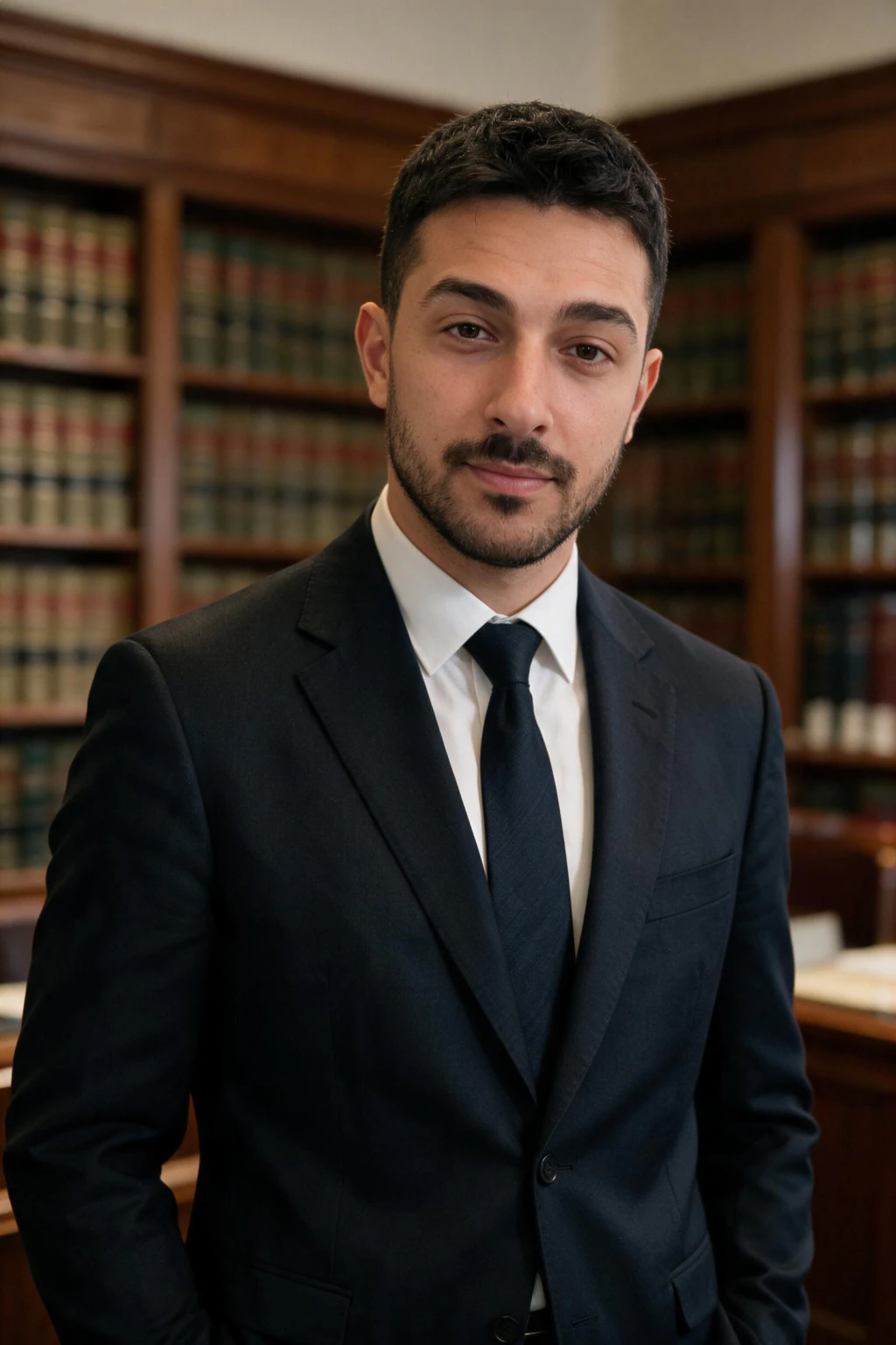 AI Lawyer Headshot Generator for Attorneys, Firm Bios, and LinkedIn: law library example, generated from one selfie | MakeAiPhotos