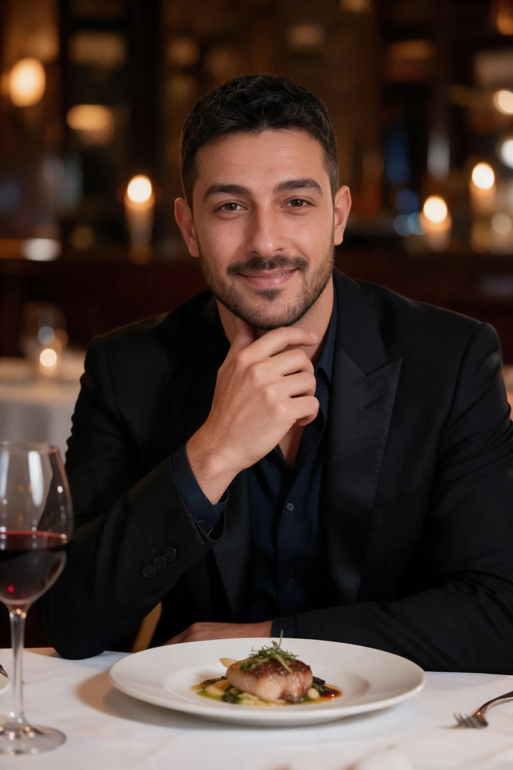 AI Private Jet Photos: Plus Supercar, Yacht, and Estate Looks: fancy dinner table example, generated from one selfie | MakeAiPhotos