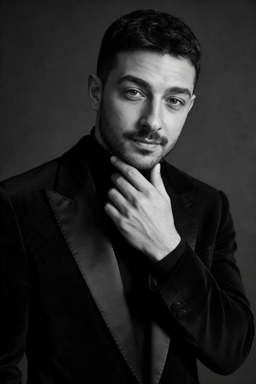AI Modeling Photos: Turn a Selfie Into a Portfolio Shoot: bw studio editorial example, generated from one selfie | MakeAiPhotos