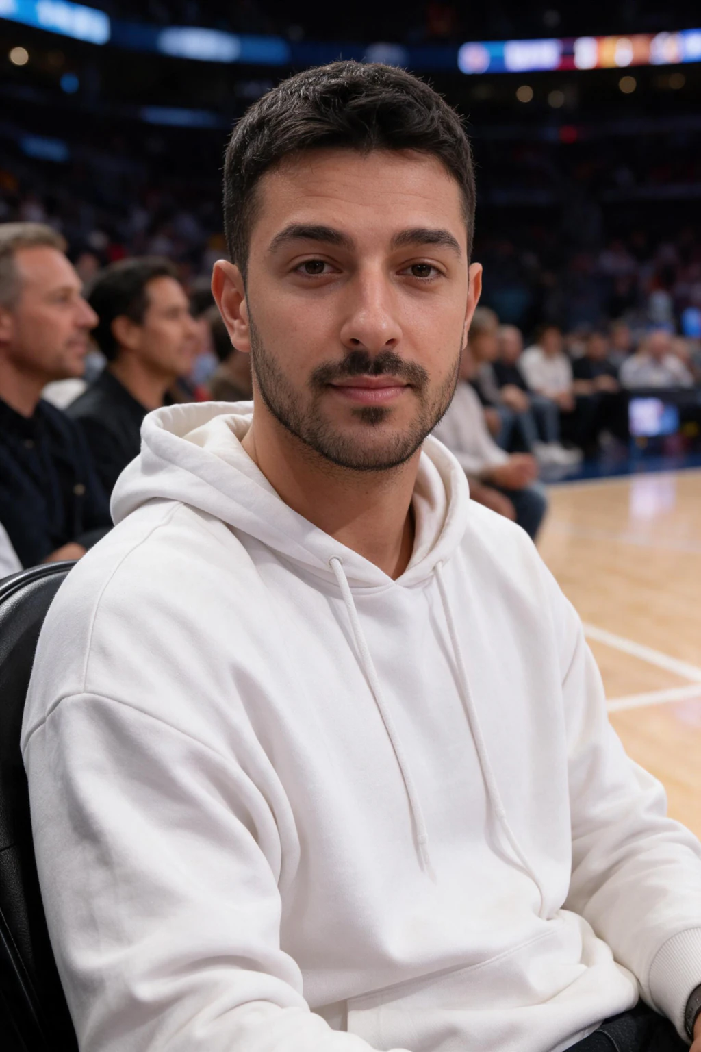 Front row courtside: AI photo generated from the selfie on the left