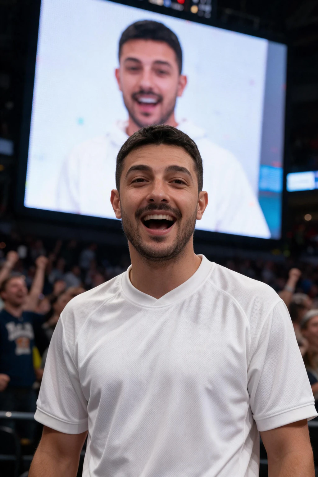 Jumbotron moment: AI photo generated from the selfie on the left