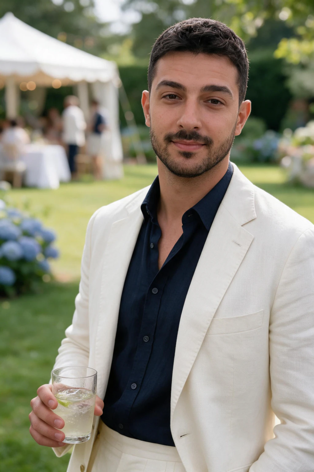 AI Old Money Photos From One Selfie: garden party example, generated from one selfie | MakeAiPhotos