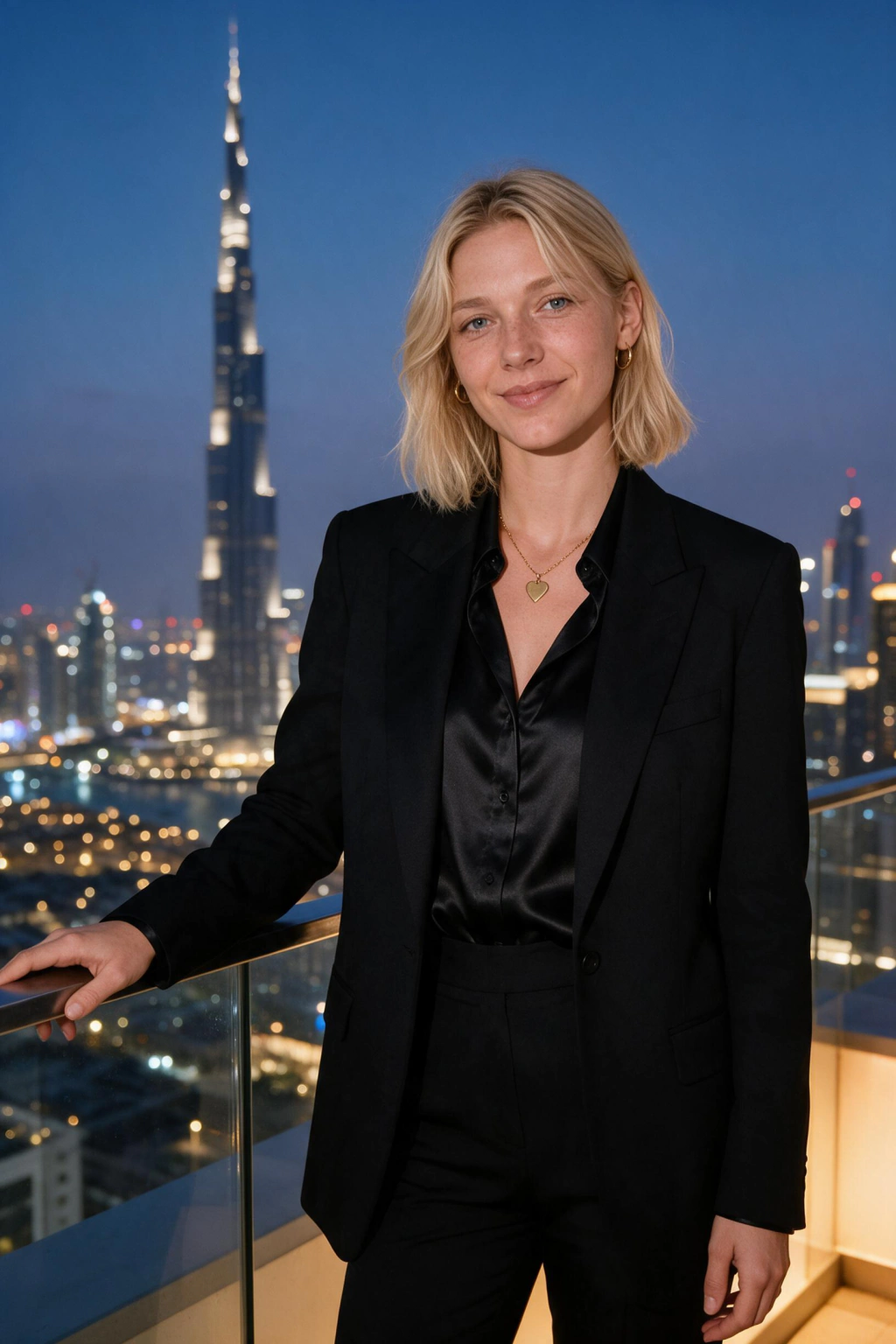 AI Travel Photos of Yourself, No Plane Ticket Needed: dubai skyline example, generated from one selfie | MakeAiPhotos