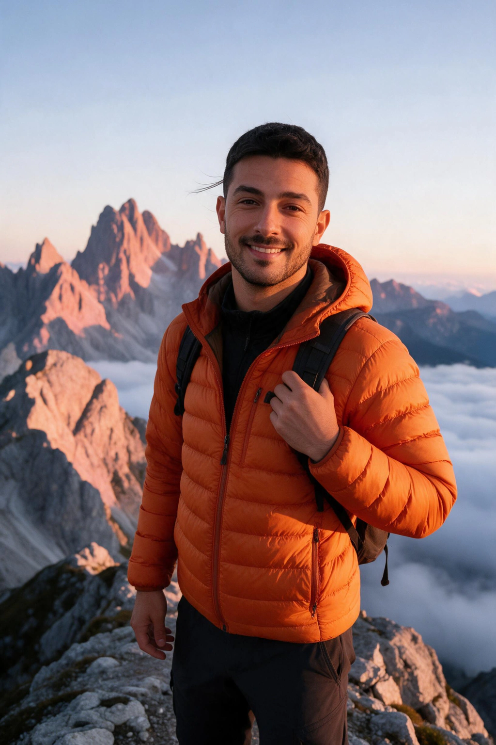 AI Travel Photos of Yourself, No Plane Ticket Needed: mountain summit example, generated from one selfie | MakeAiPhotos