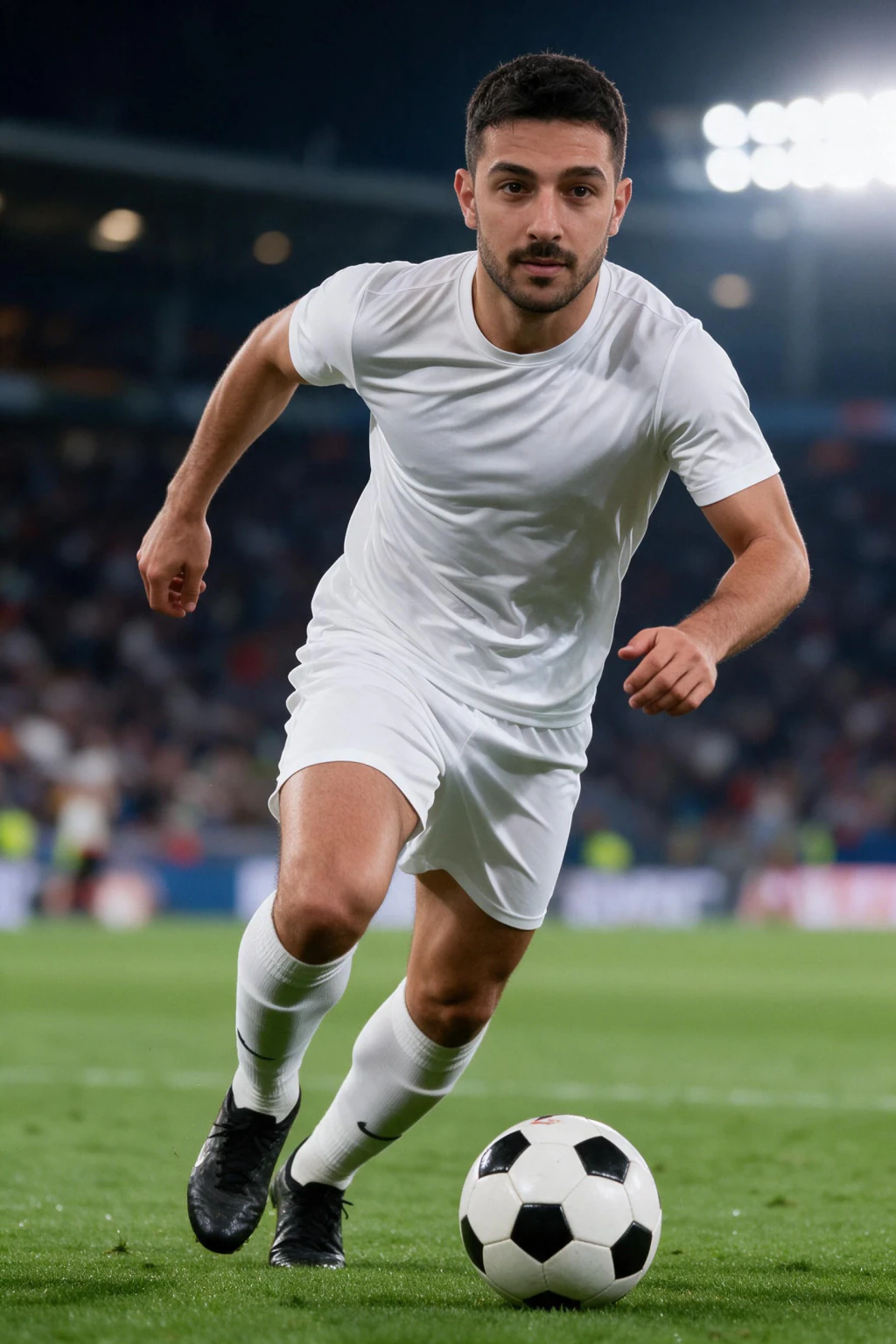 AI World Cup Photos: Put Yourself in the Game: on pitch action example, generated from one selfie | MakeAiPhotos