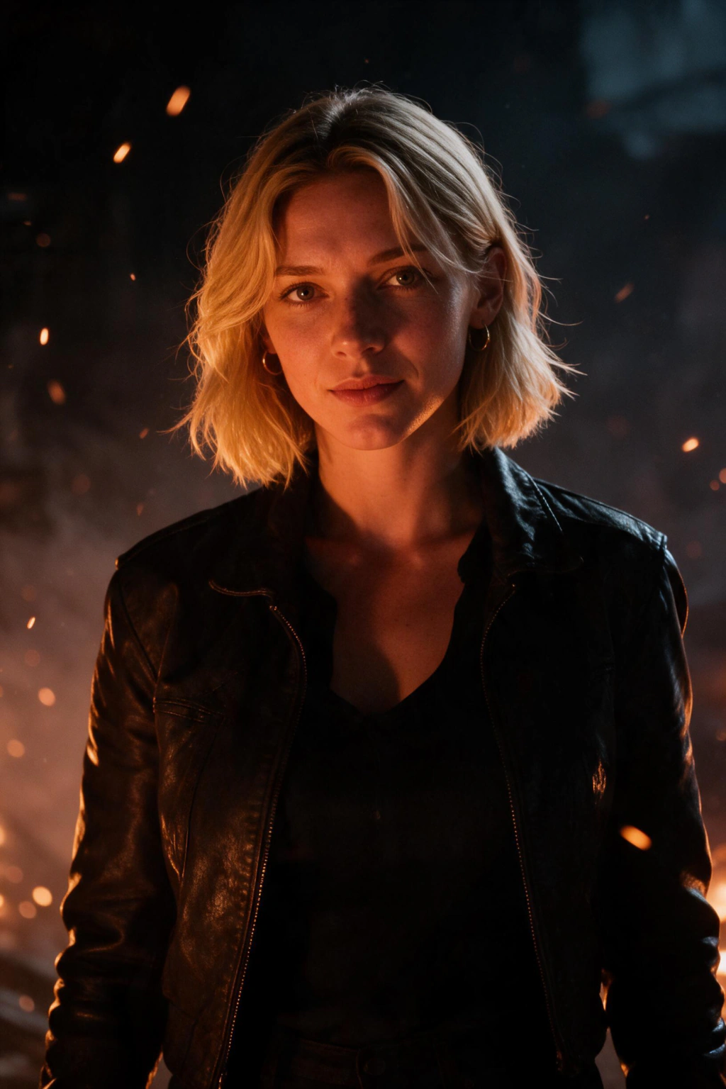 AI Cinematic Portrait Generator: Make a Movie Poster of Yourself: fire sparks example, generated from one selfie | MakeAiPhotos