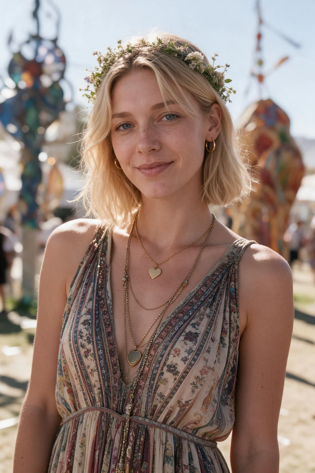 AI Coachella Photo Generator: Six Festival Looks From One Selfie: boho princess example, generated from one selfie | MakeAiPhotos