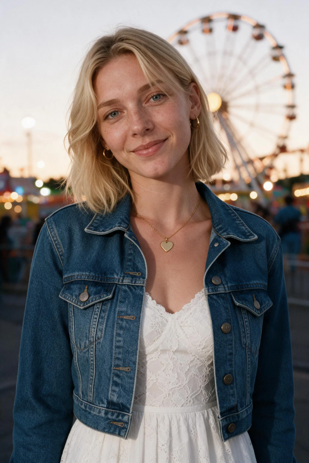 AI Coachella Photo Generator: Six Festival Looks From One Selfie: ferris wheel example, generated from one selfie | MakeAiPhotos