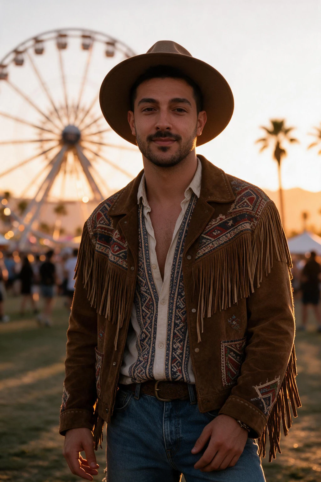 Golden-hour desert: AI photo generated from the selfie on the left
