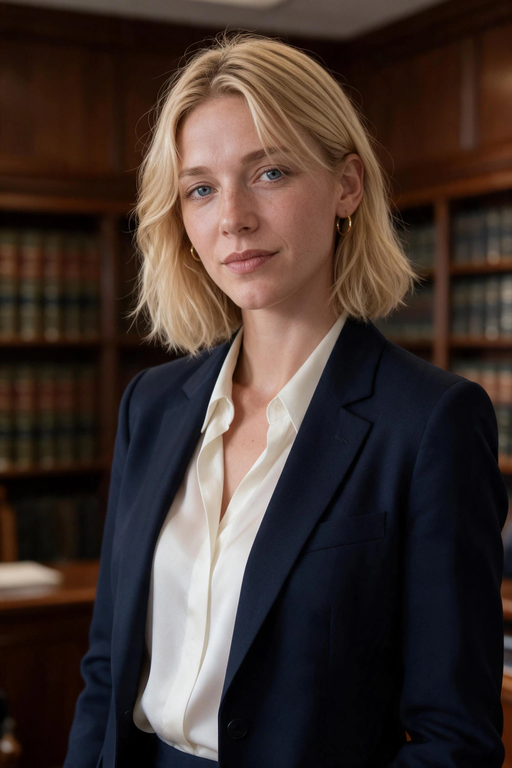 AI Lawyer Headshot Generator for Attorneys, Firm Bios, and LinkedIn: law library example, generated from one selfie | MakeAiPhotos