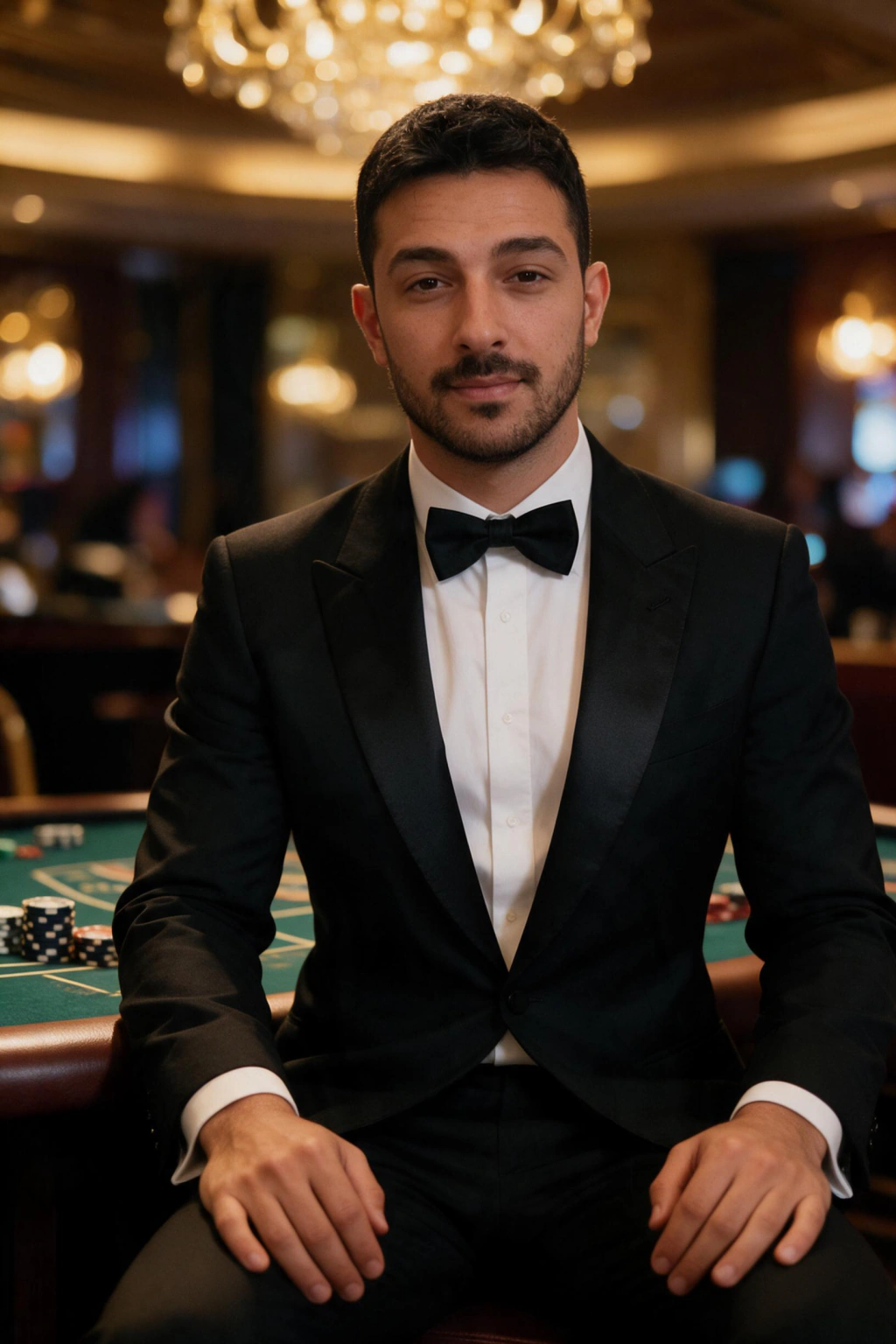 Casino night: AI photo generated from the selfie on the left