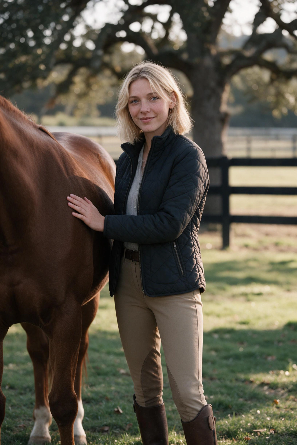 AI Old Money Photos From One Selfie: equestrian estate example, generated from one selfie | MakeAiPhotos