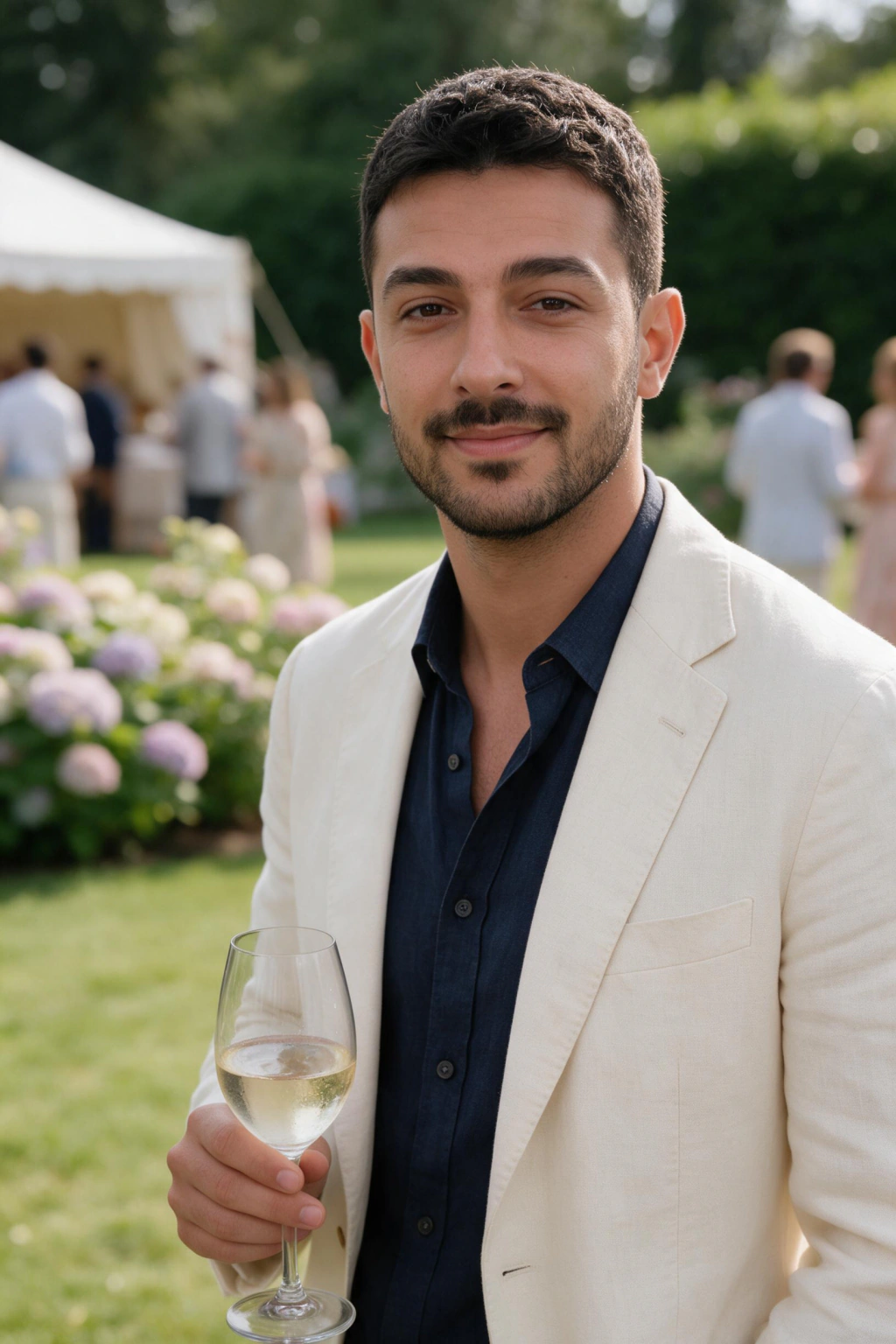 AI Old Money Photos From One Selfie: garden party example, generated from one selfie | MakeAiPhotos